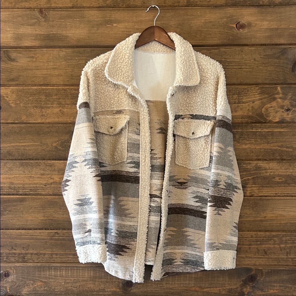 Women's Beige and Brown Shacket